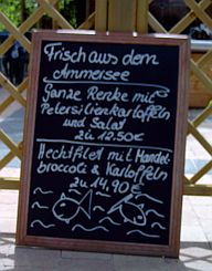 Fischspezialitäten aus dem Ammersee: Hotel, Restaurant & Wirtsgarten in Utting Holzhausen