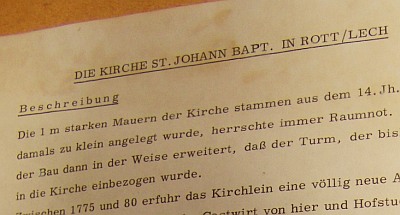 Foto: Beschreibung der Kirche St. Johann Bapt. in Rott